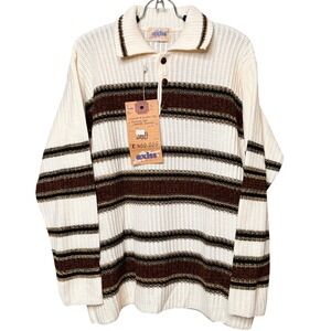 NWT Italian‎ Hand Knit Henley Sweater Women's Large Romantic Dark Acadamia Wool